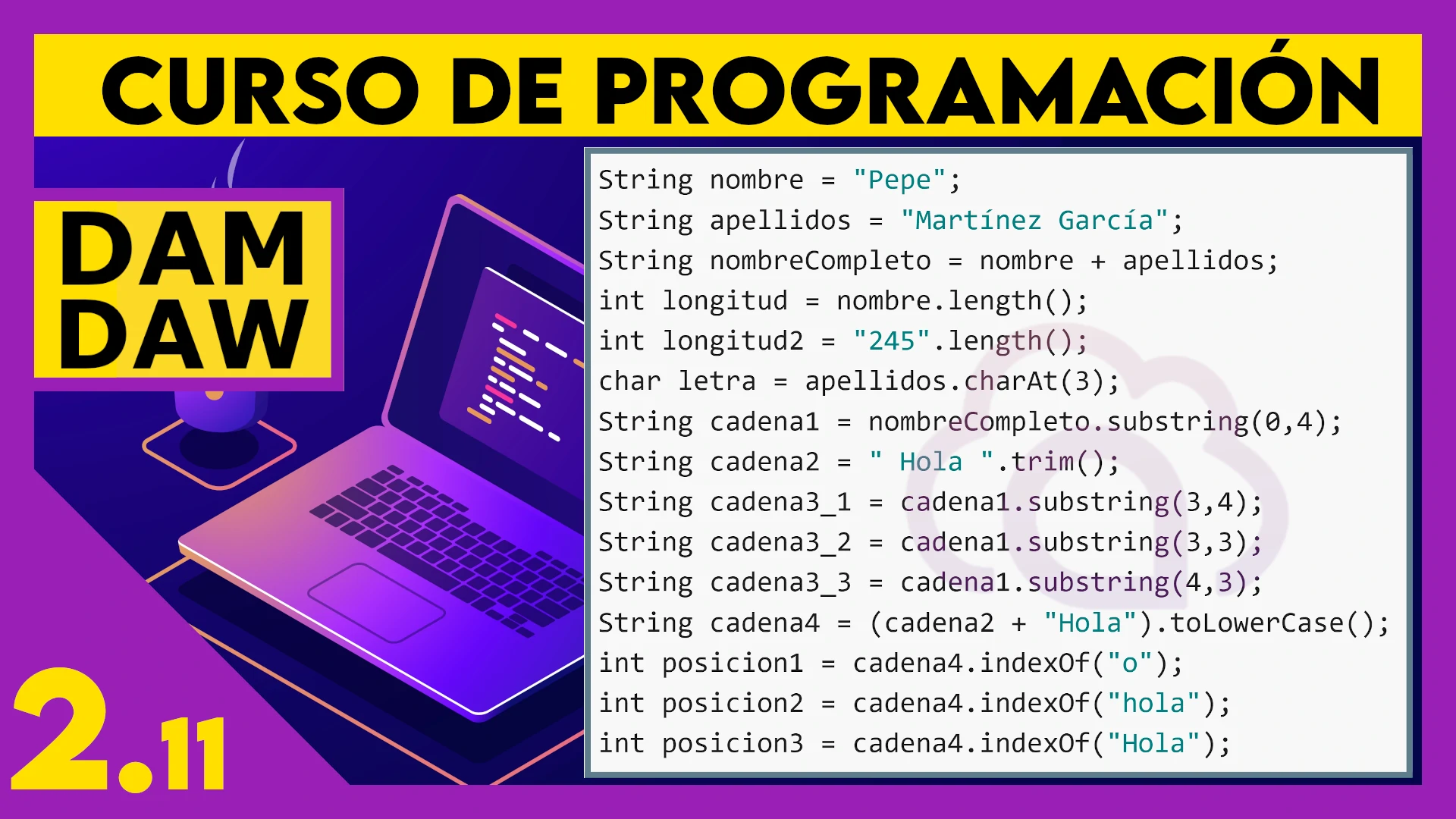 2.11 Ejercicio String y funciones en JAVA