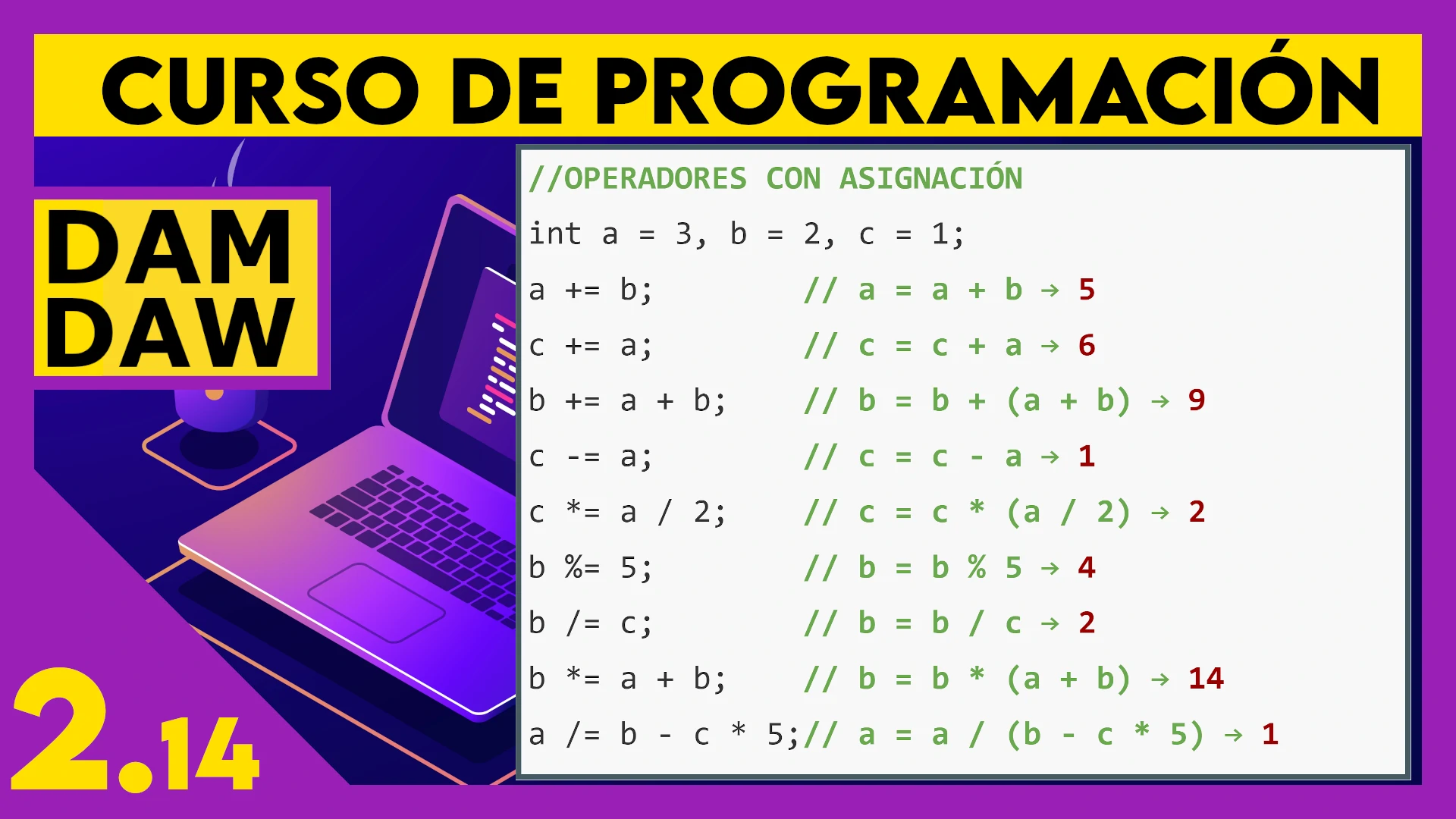 2.14 Operadores matemáticos en JAVA