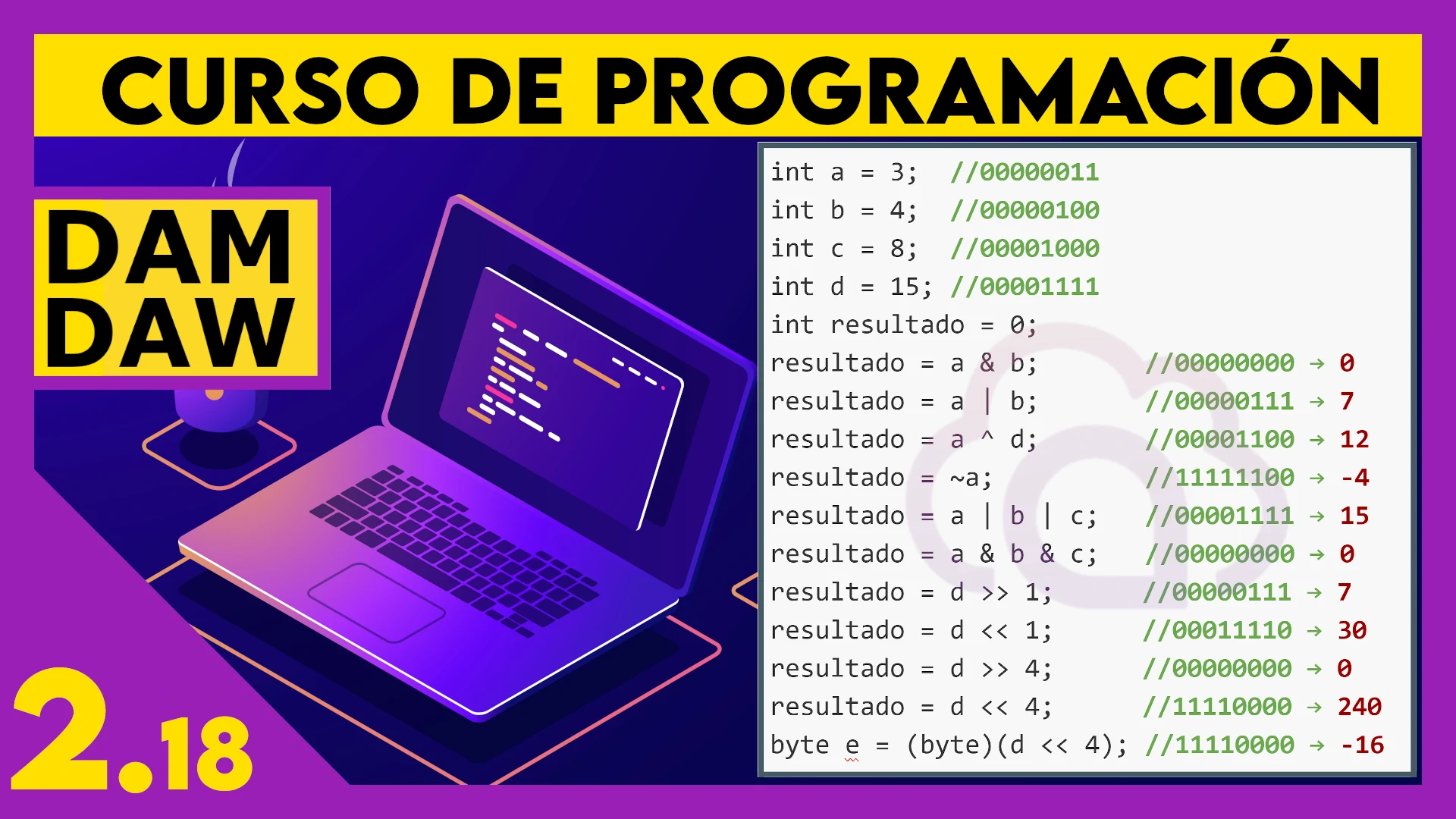 2.18 Operadores bit a bit en JAVA