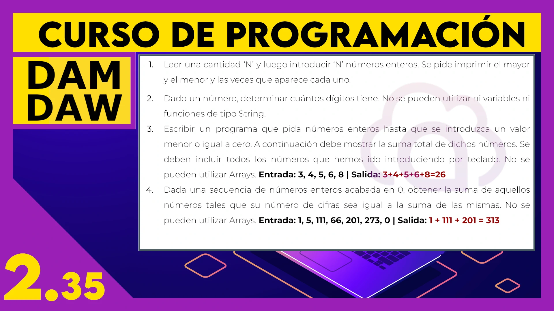 2.35 Ejercicios resueltos iniciación a JAVA