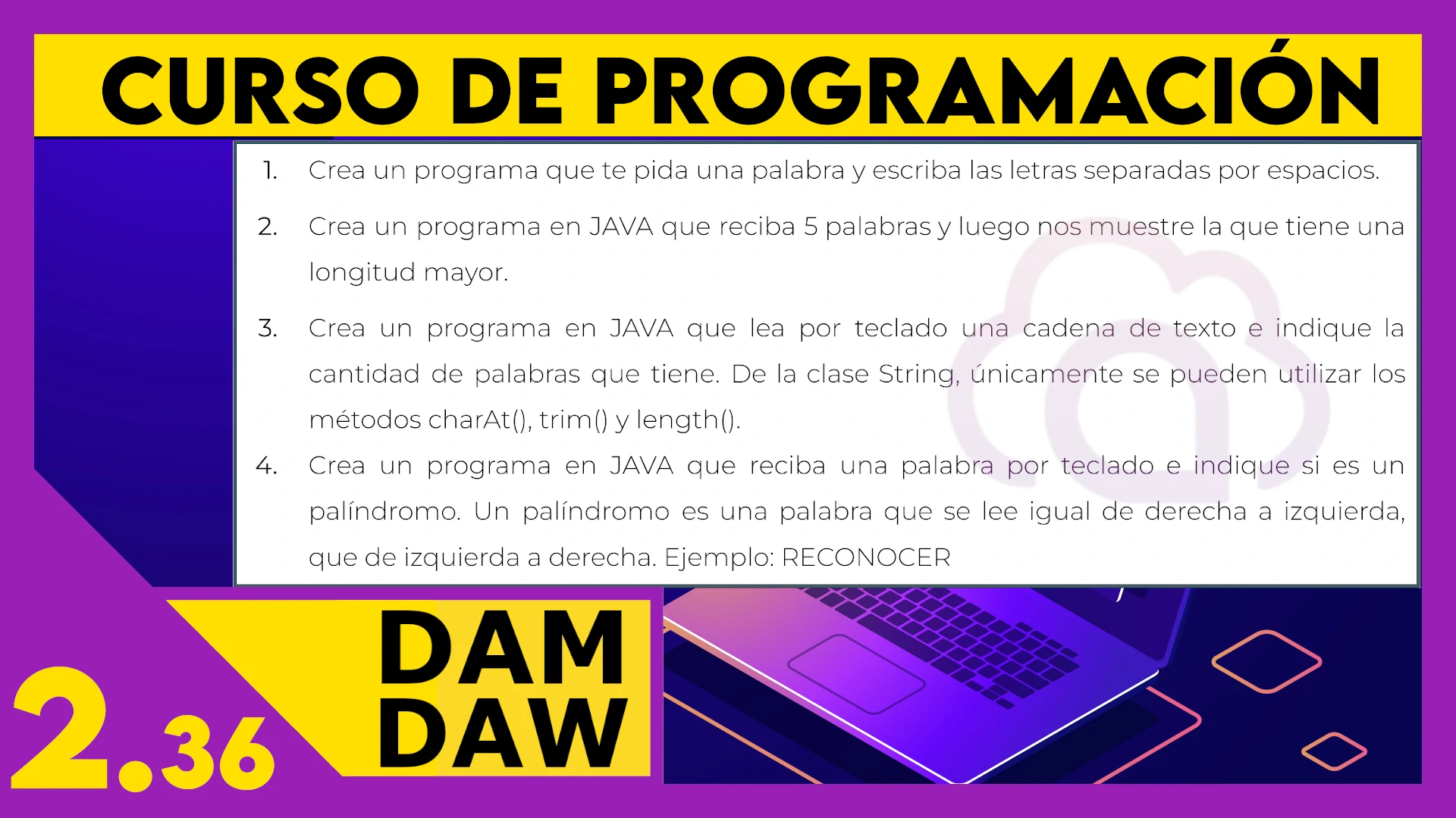 2.36 Ejercicios resueltos STRINGS en JAVA