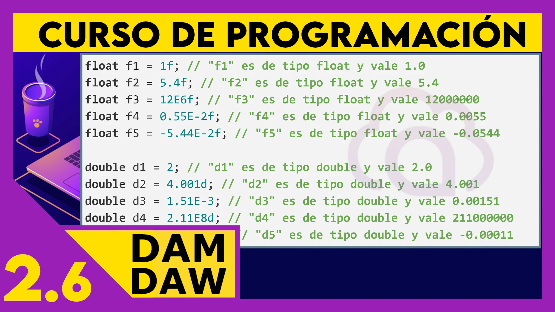 2.6 Declarar variables numéricas en JAVA