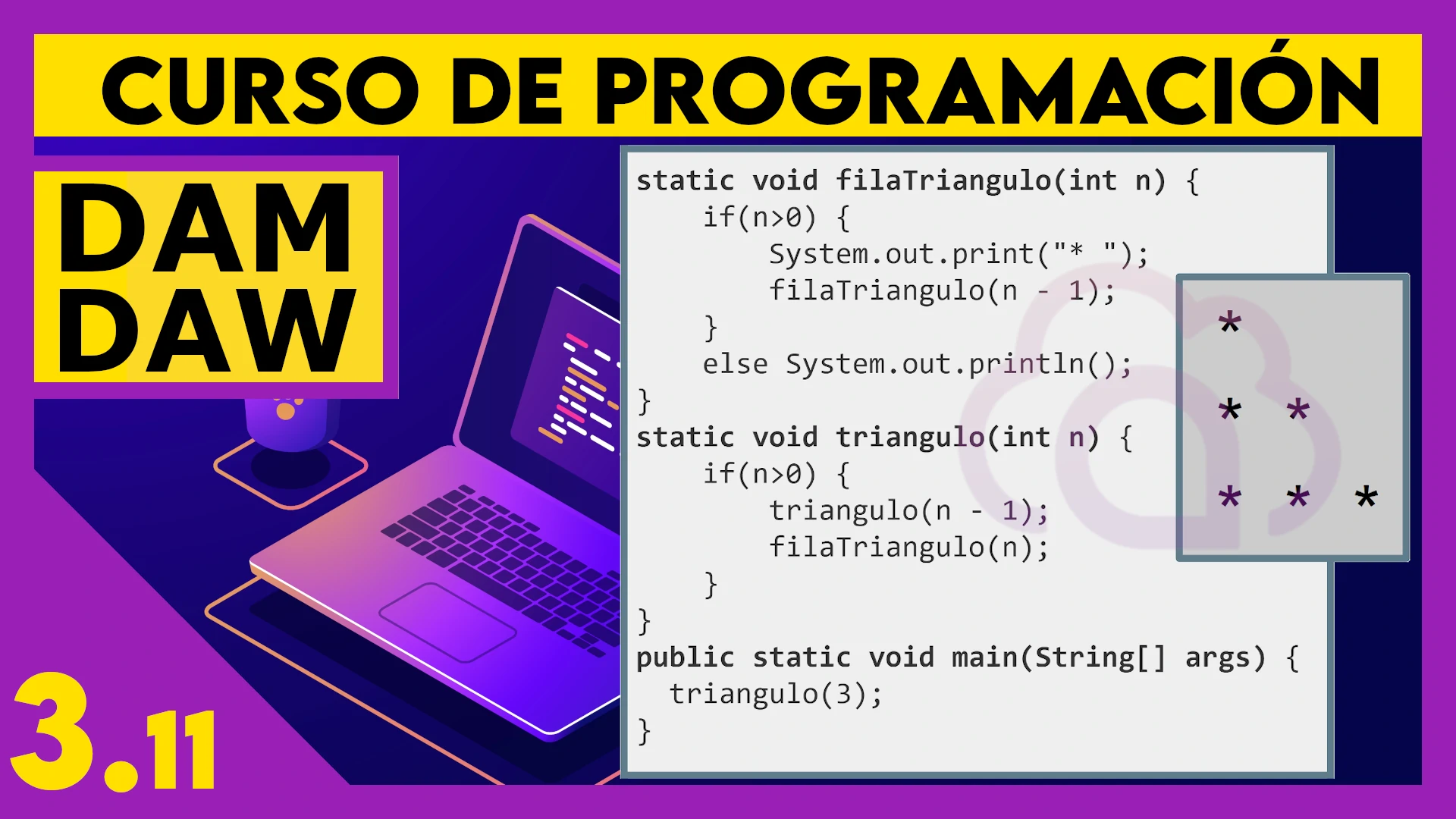 3.11 Triángulo recursivo en JAVA
