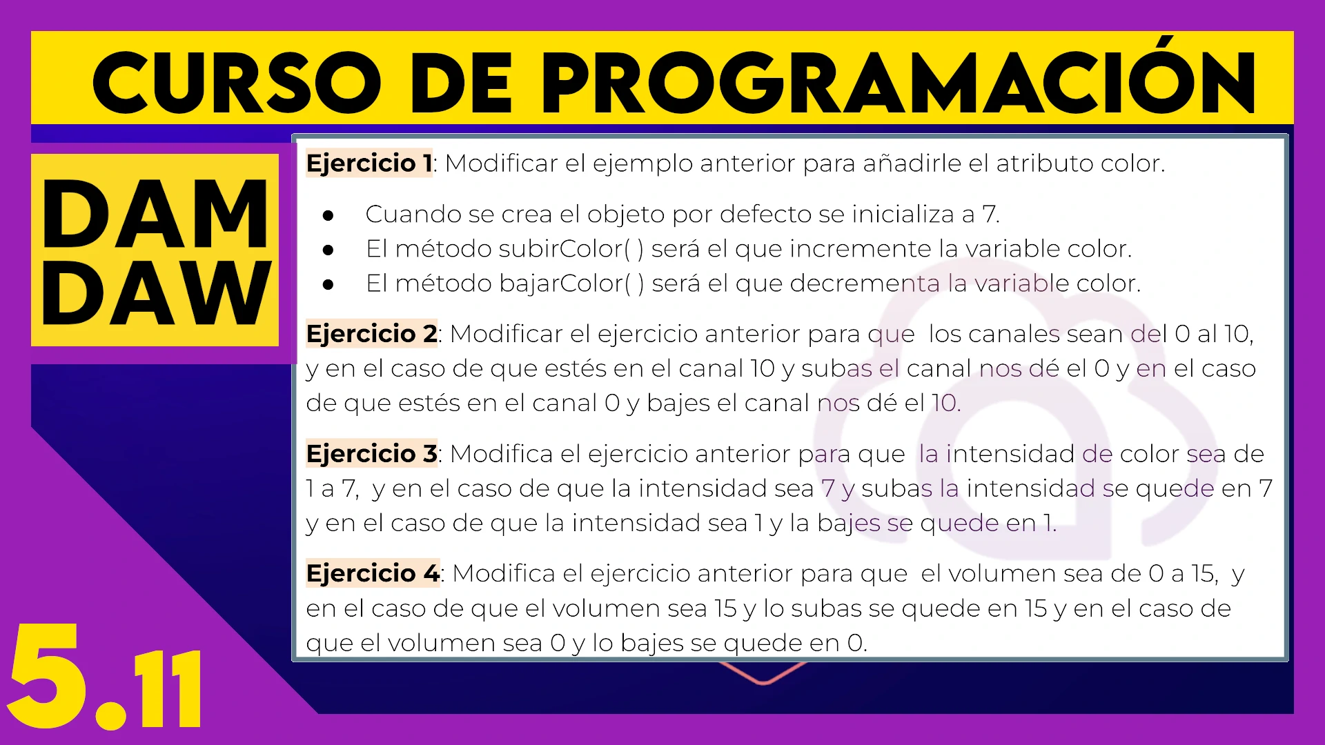 5.11 Ejercicios OO Clase Televisor