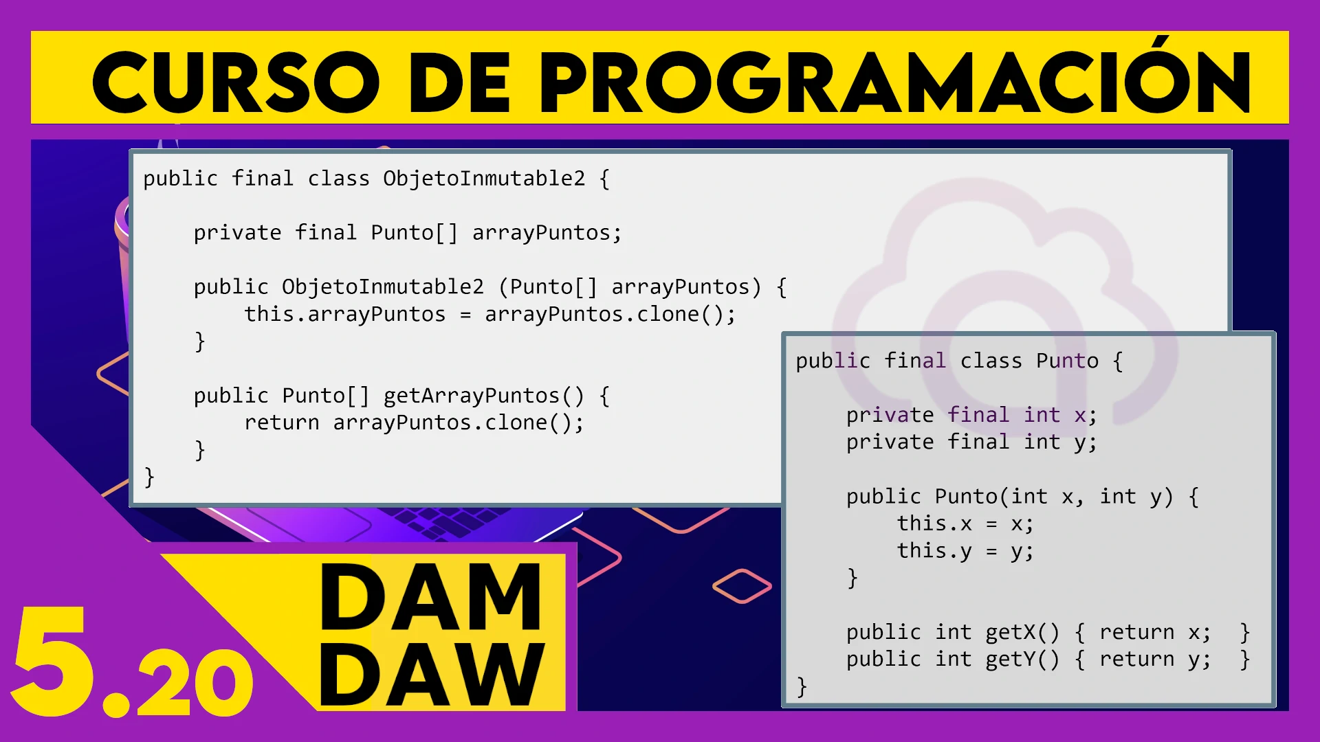 5.20 JAVA: Clase inmutable con Array de objetos