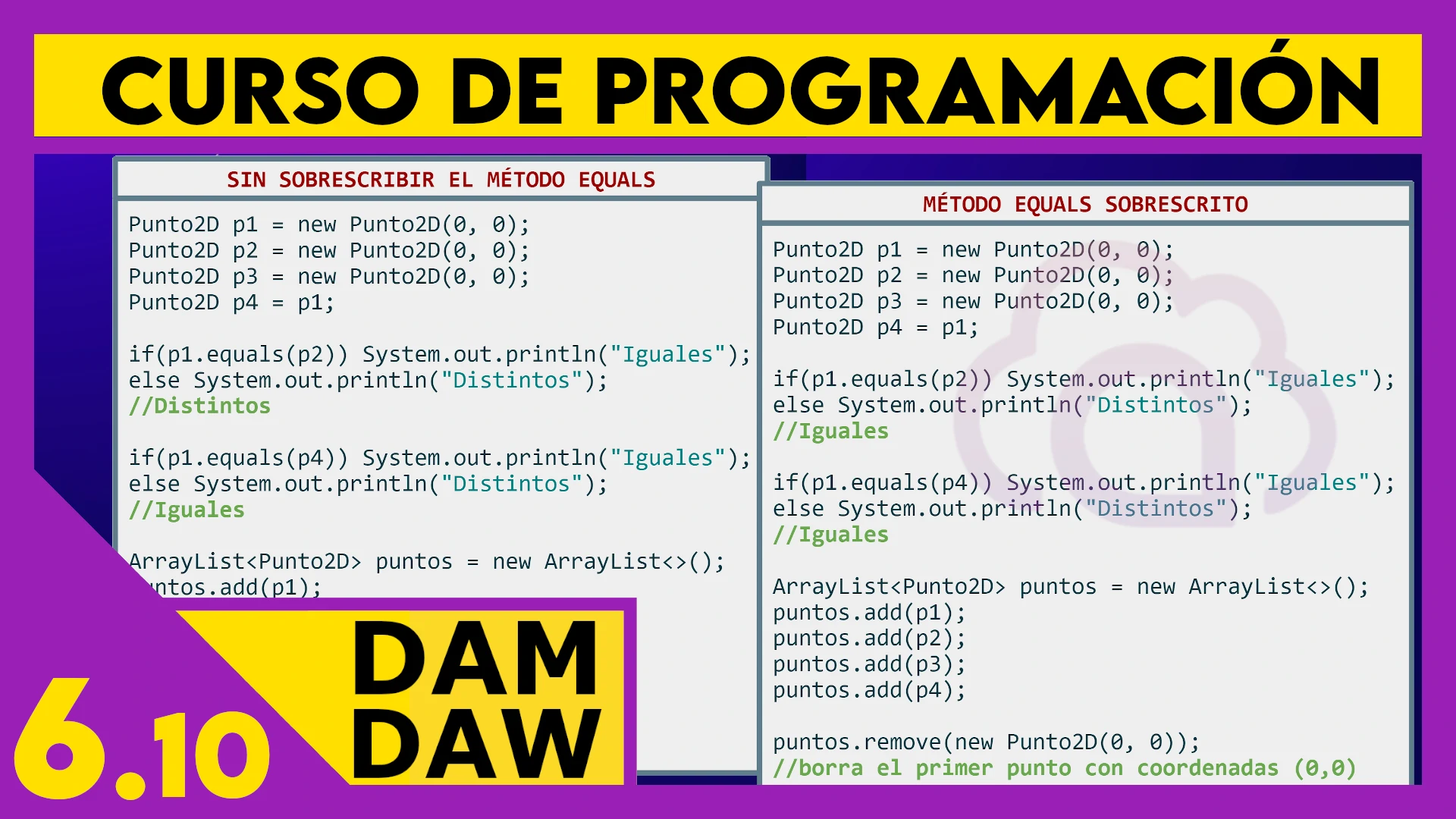 6.10 JAVA: equals y hashCode