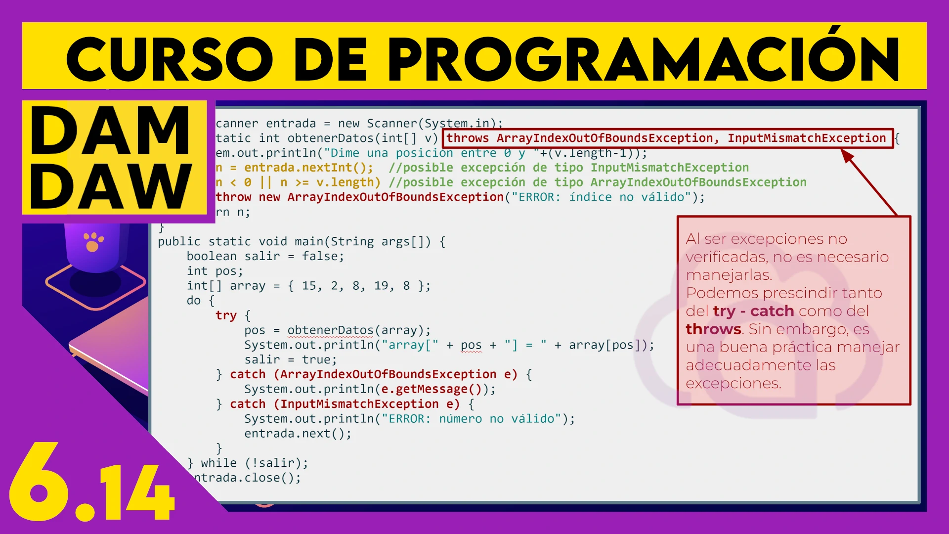 6.14 JAVA: throws múltiple