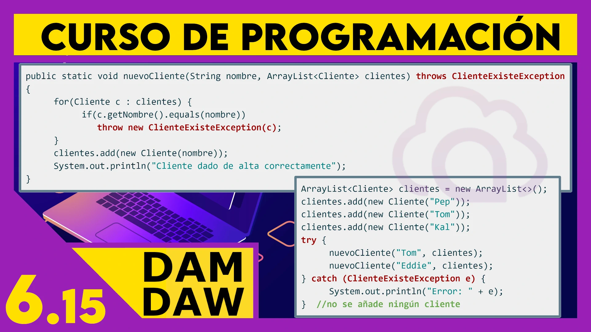 6.15 JAVA: Excepciones de usuario