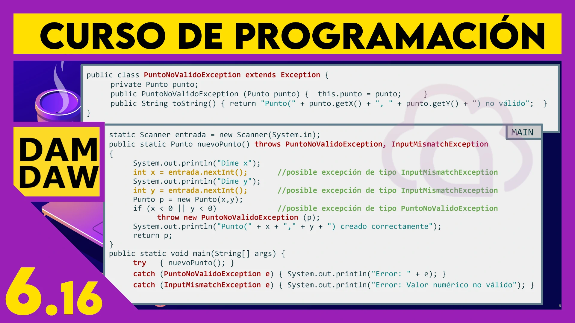 6.16 JAVA: Excepciones - Ejemplo completo