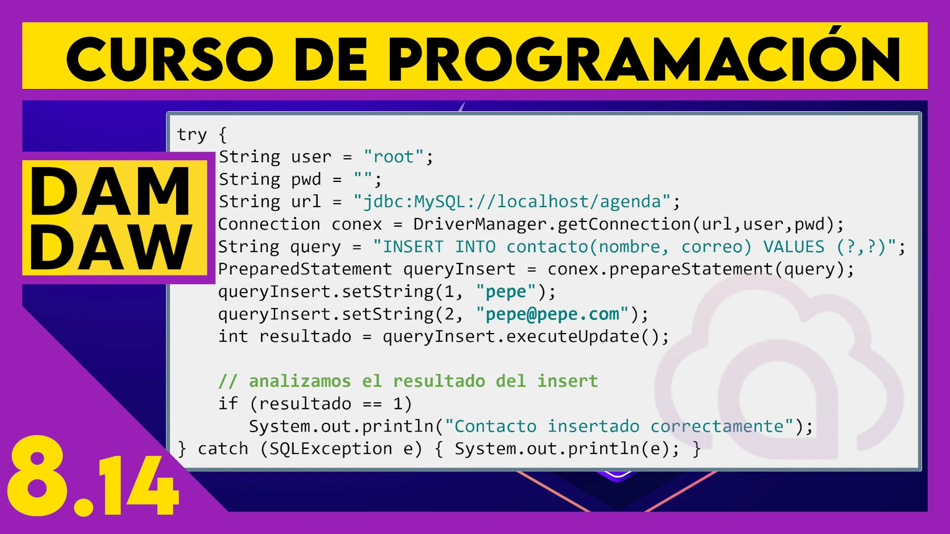 8.14 MySQL en JAVA: INSERT