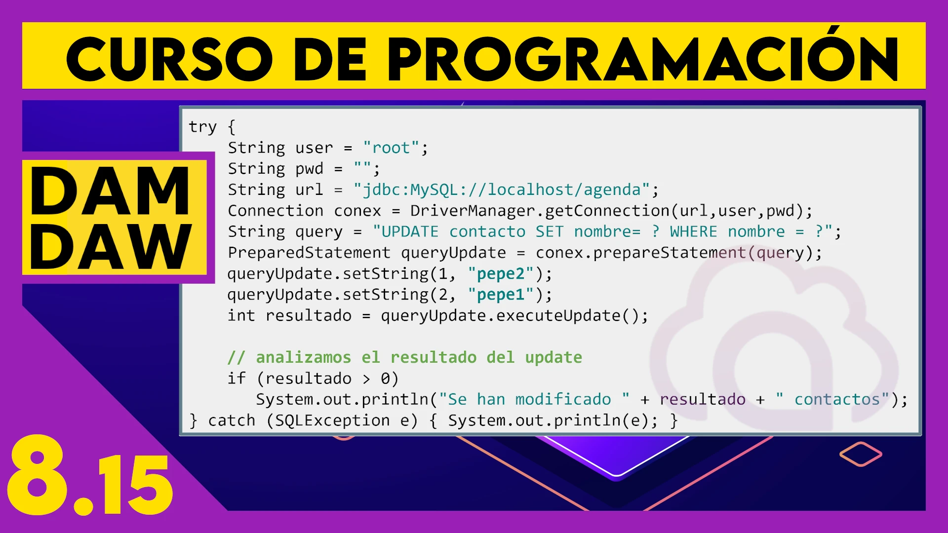8.15 MySQL en JAVA: UPDATE