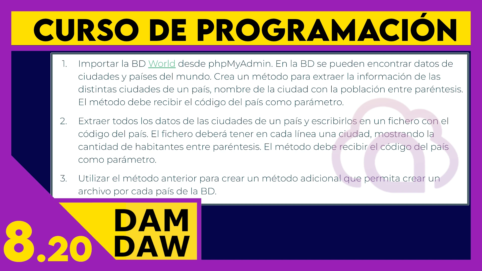 8.20 JAVA: Ejercicios BDs y ficheros