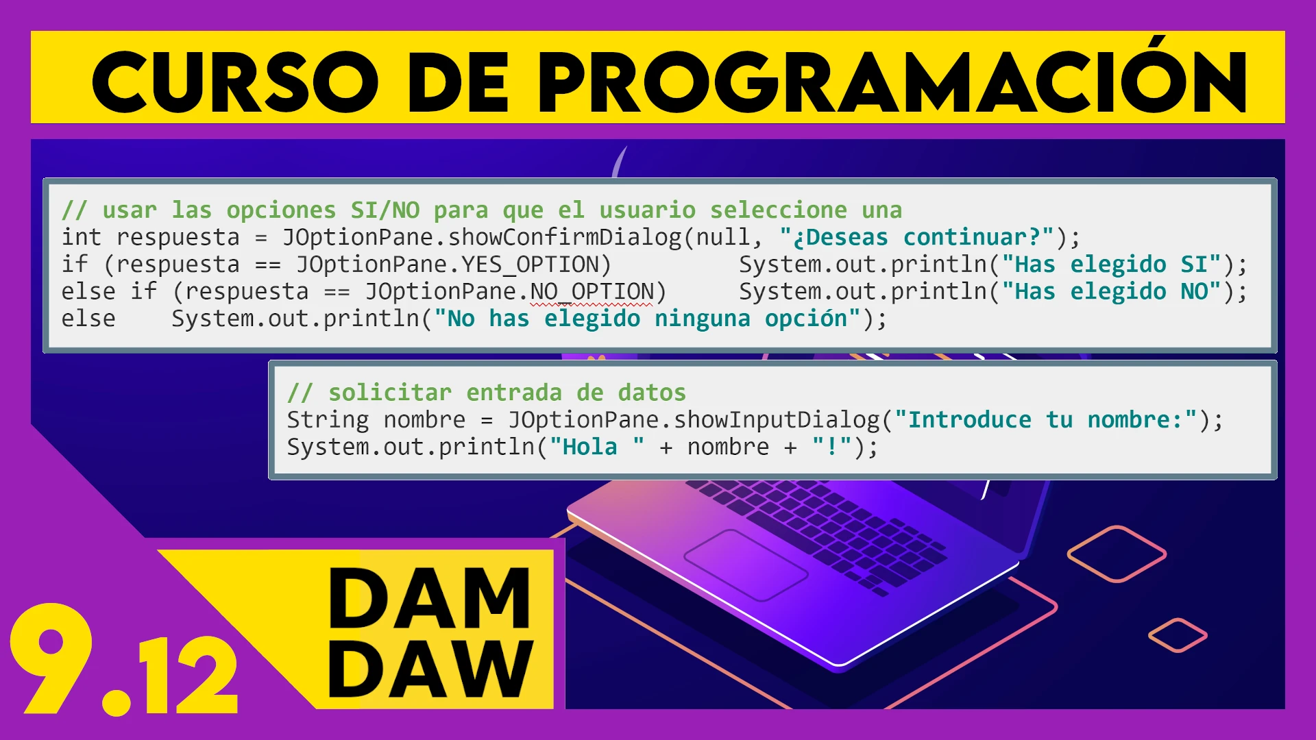 9.12 JAVA Swing: Ventanas emergentes