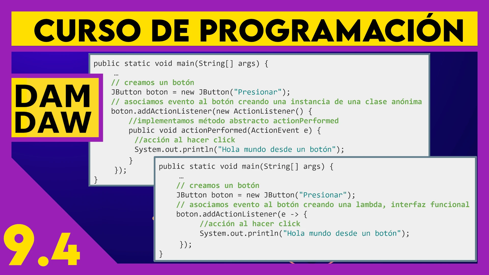 9.4 JAVA Swing y AWT: Eventos
